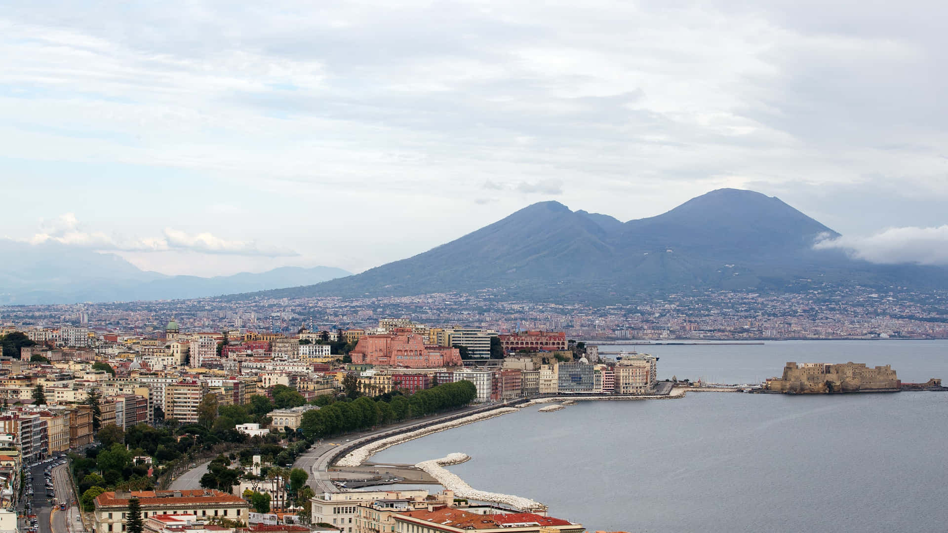 Breathtaking Mount Vesuvio Scenery Italy Background