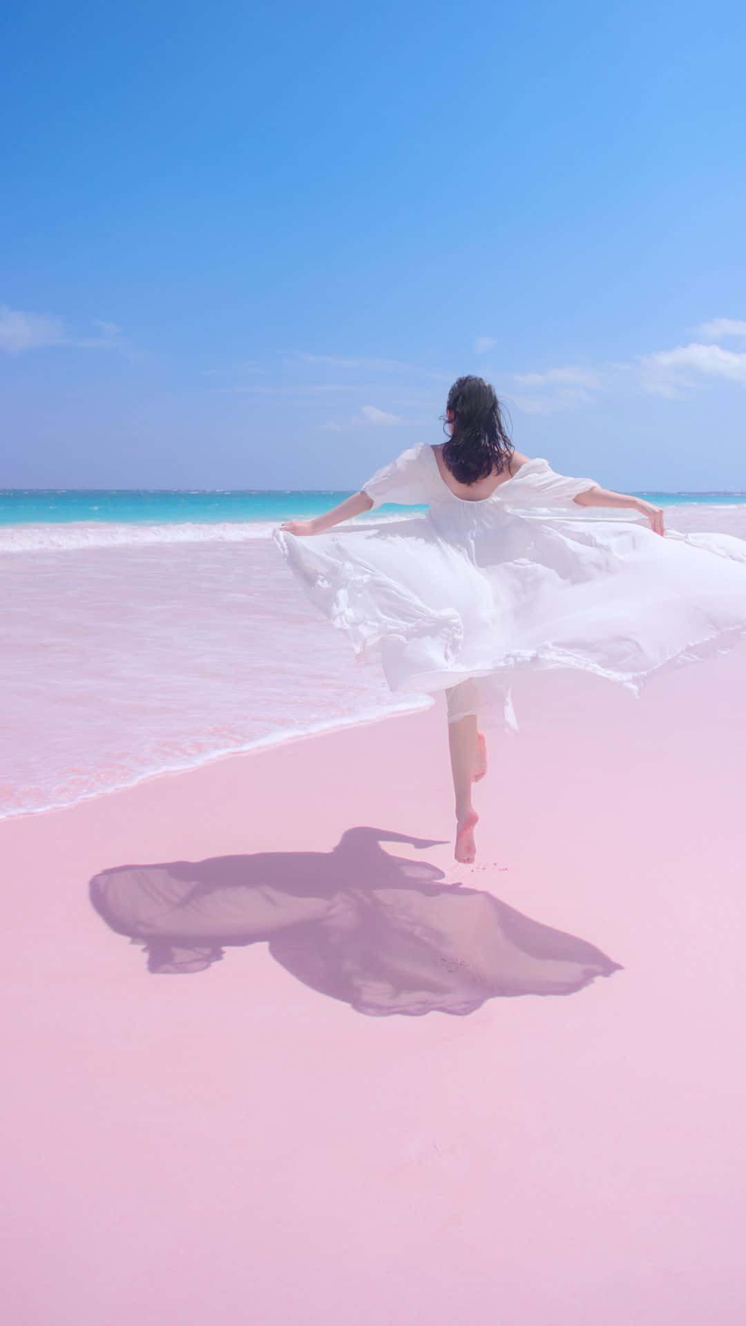 Breathtaking Pink Beach Paradise Background