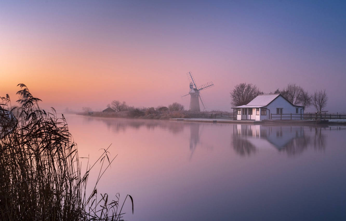 Breathtaking Sunrise At The Norfolk Broads, England