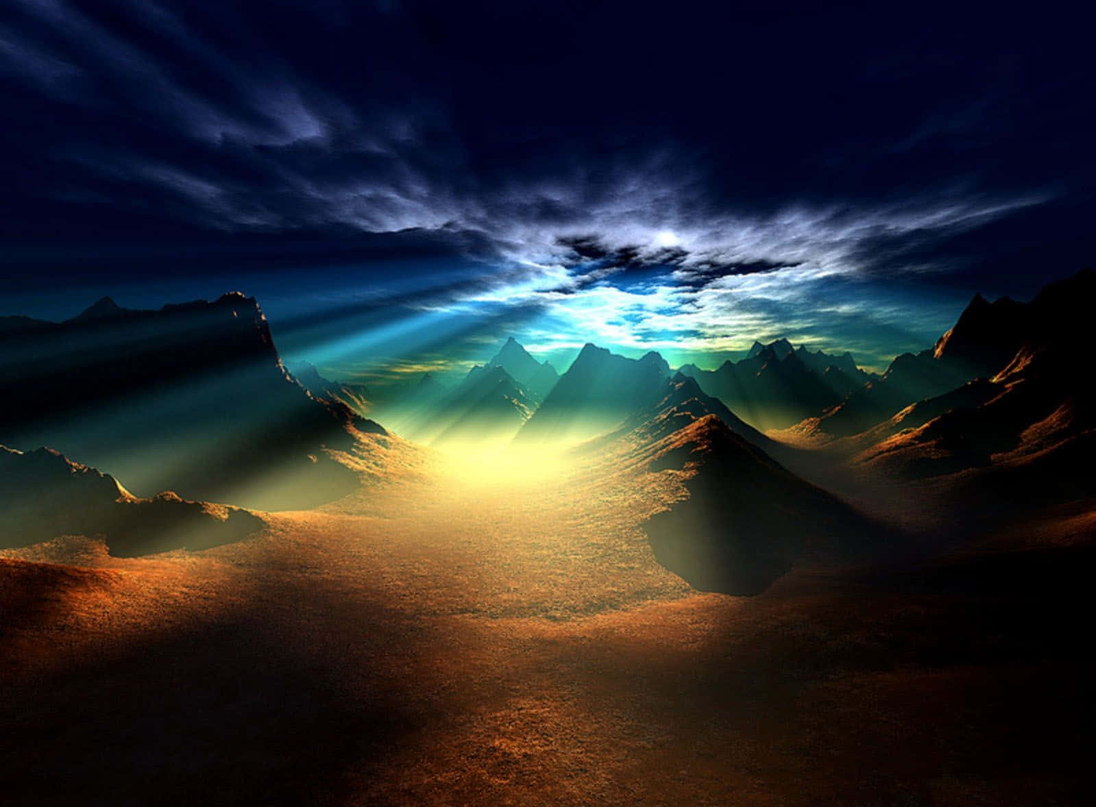 Breathtaking View Of A Mountain Range With Sunset Over A Valley Background