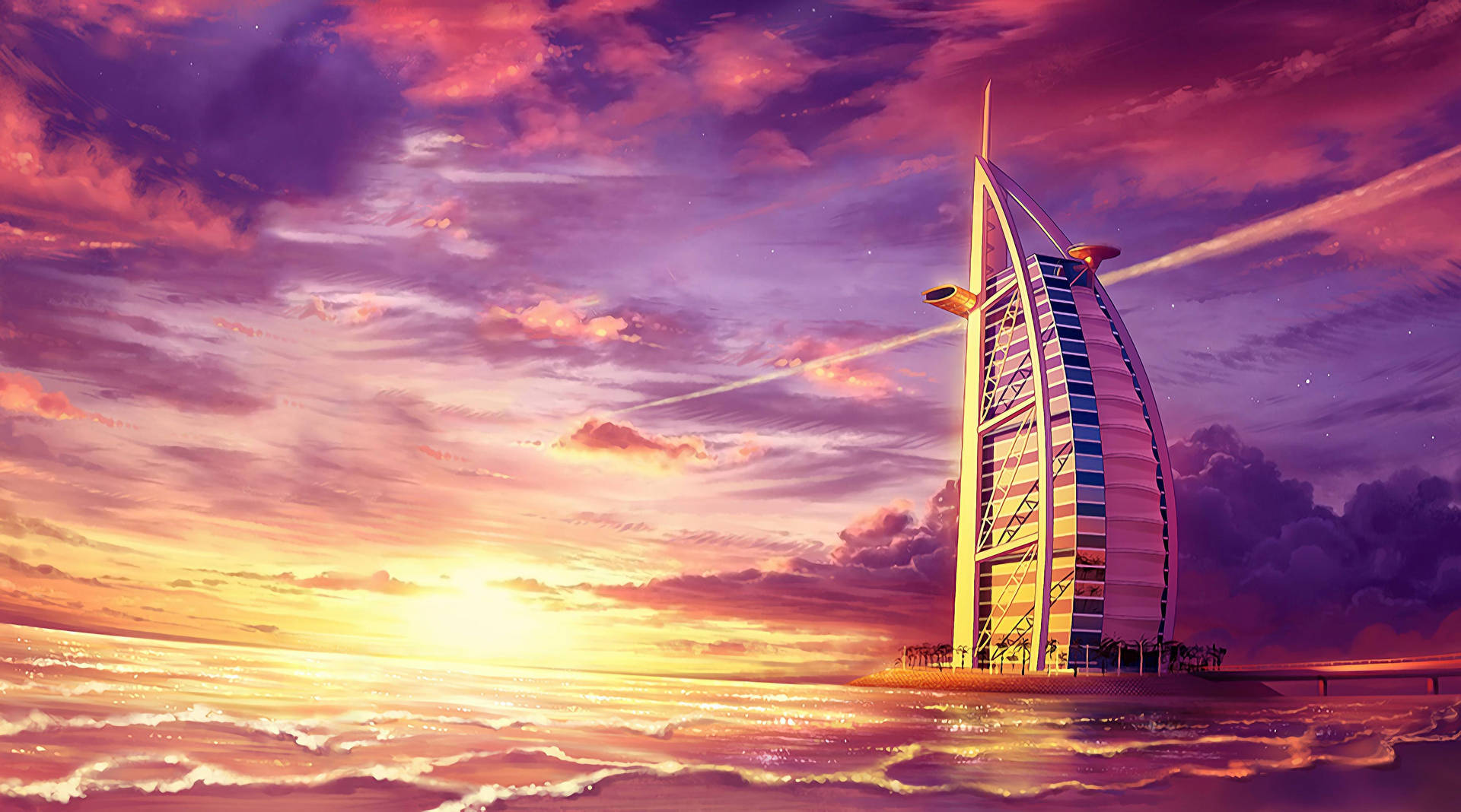 Breathtaking View Of Burj Al Arab In Dubai 4k Background