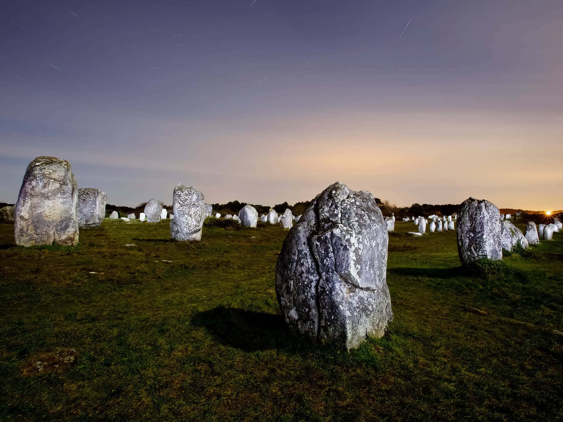 Breathtaking View Of Carnac Megalithic Landscape Background