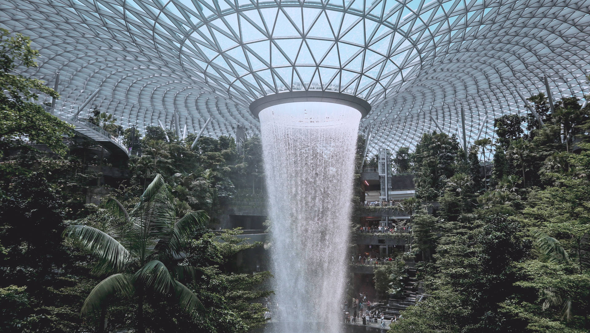 Breathtaking View Of Falling Water At Jewel Changi Airport