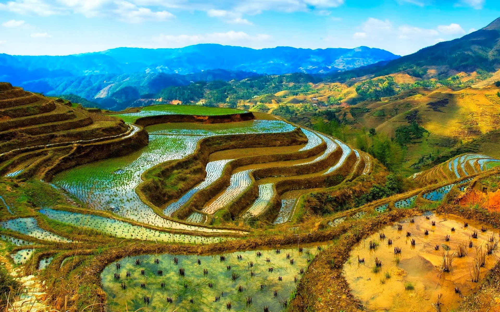 Breathtaking Views Of The Historic Banaue Rice Terraces, The Philippines Background