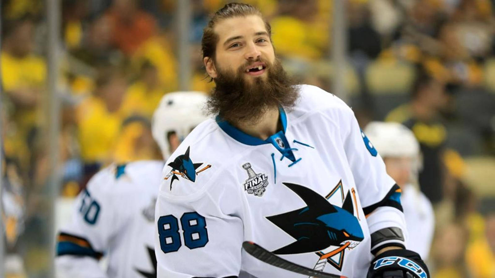 Brent Burns Flaunting His Famous Toothless Grin Background