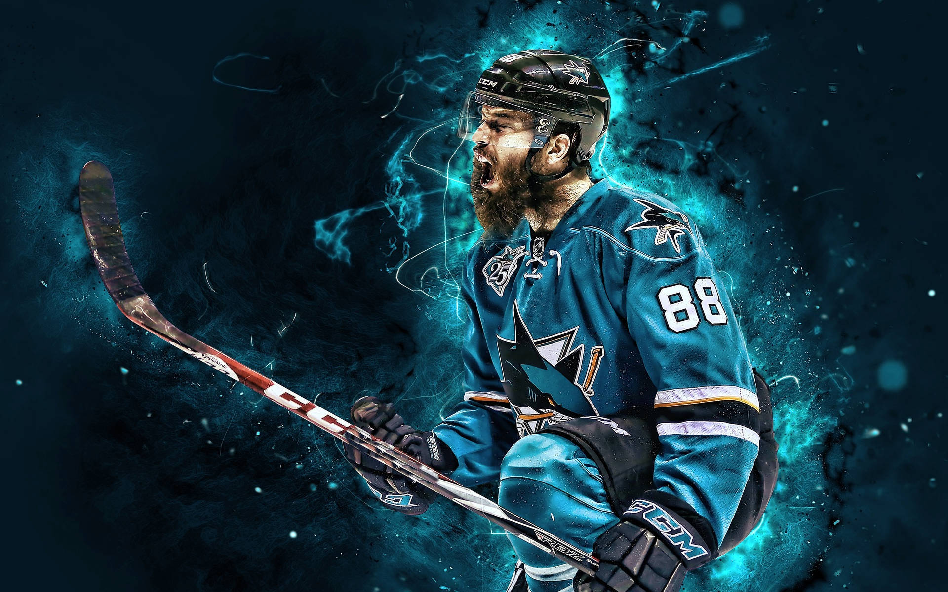 Brent Burns Ice Hockey Cool Blue Background Background