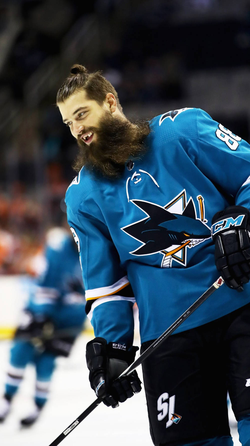 Brent Burns Of The San Jose Sharks In Action Background