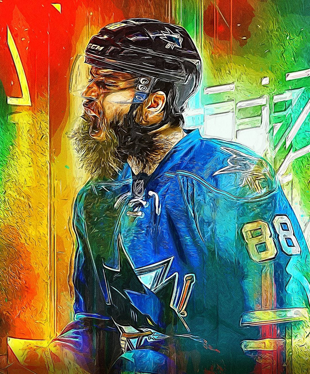 Brent Burns Rainbow Background Fan Art Background