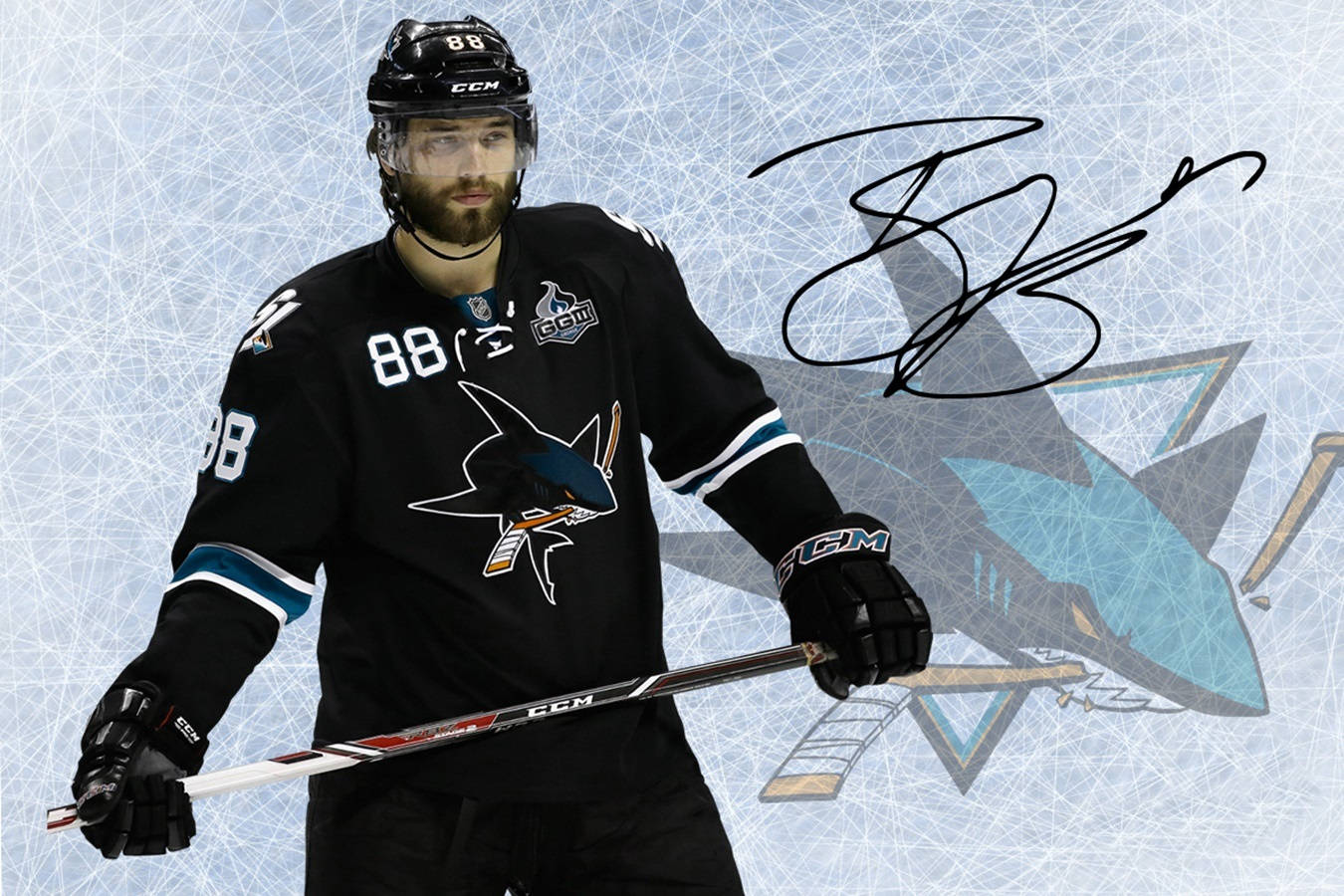 Brent Burns Signed Autograph Poster Background