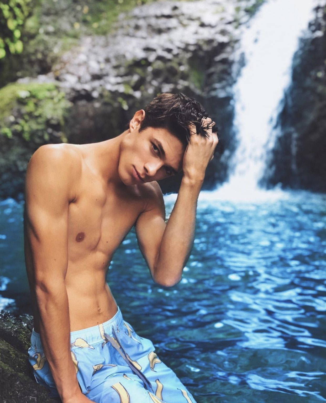 Brent Rivera Against Waterfalls Background