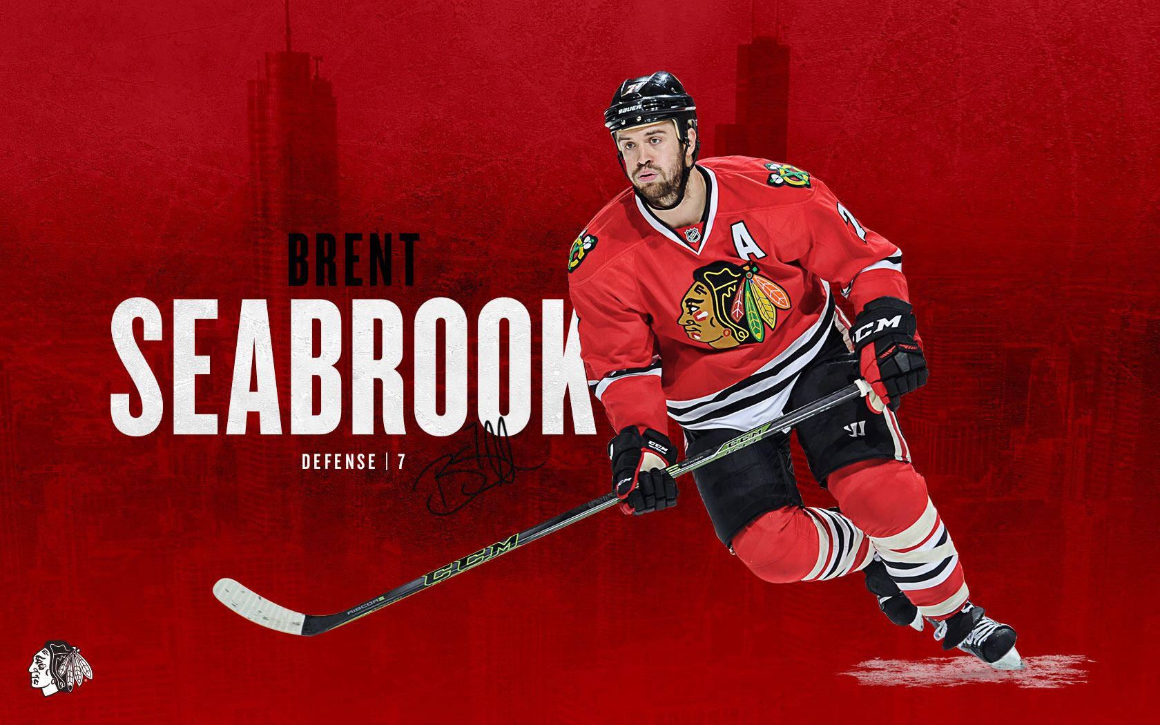 Brent Seabrook In Action On Ice For Chicago Blackhawks Background