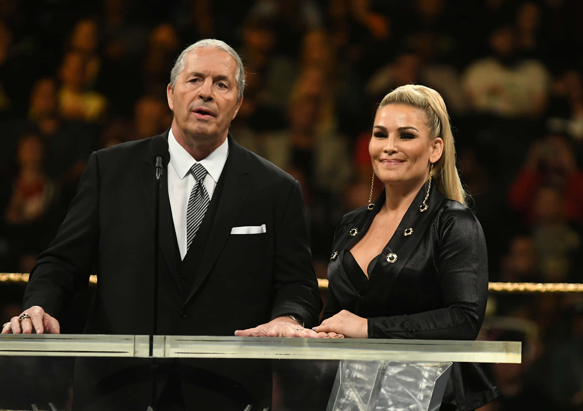 Bret Hart Natalya Neidhart Wwe Hall Of Fame Background