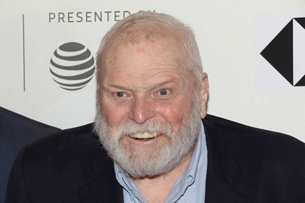 Brian Dennehy With Bear Black And White Aesthetic Background