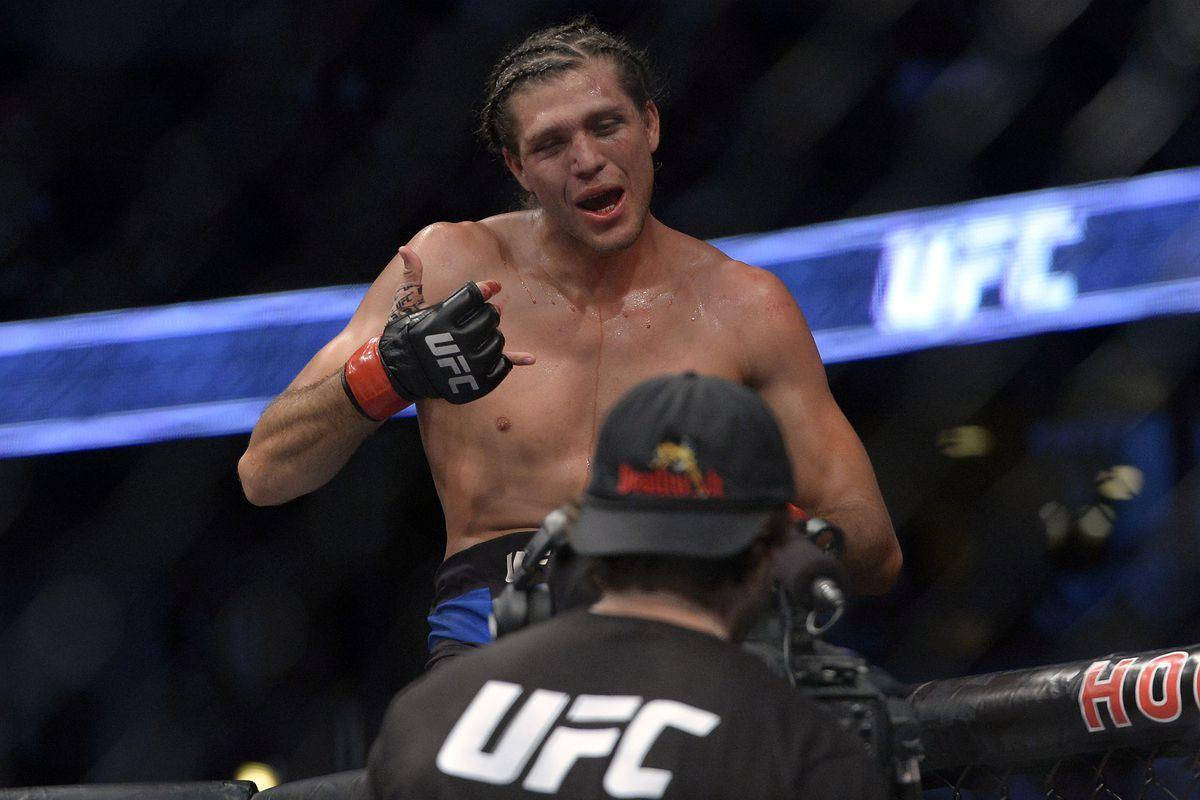 Brian Ortega Gestures To Staff Background