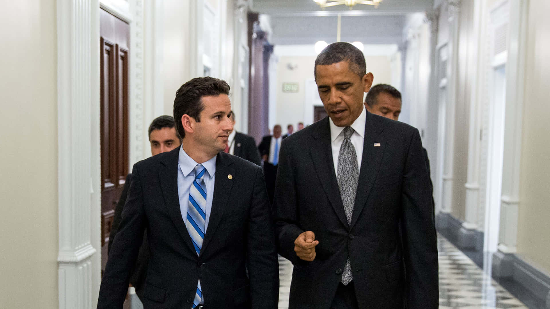 Brian Schatz Walking With Barack Obama Background