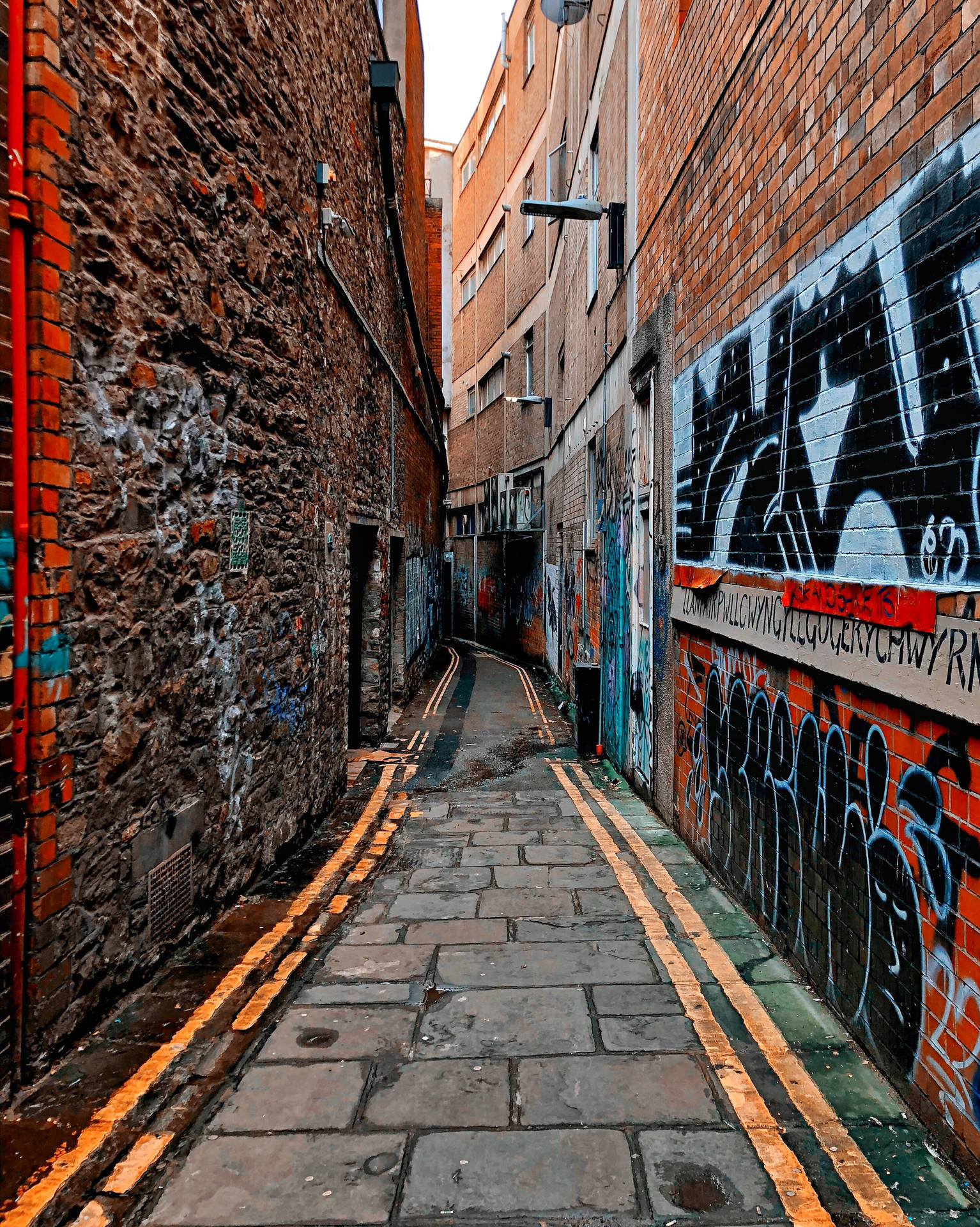 Brick Alley Street Art Background