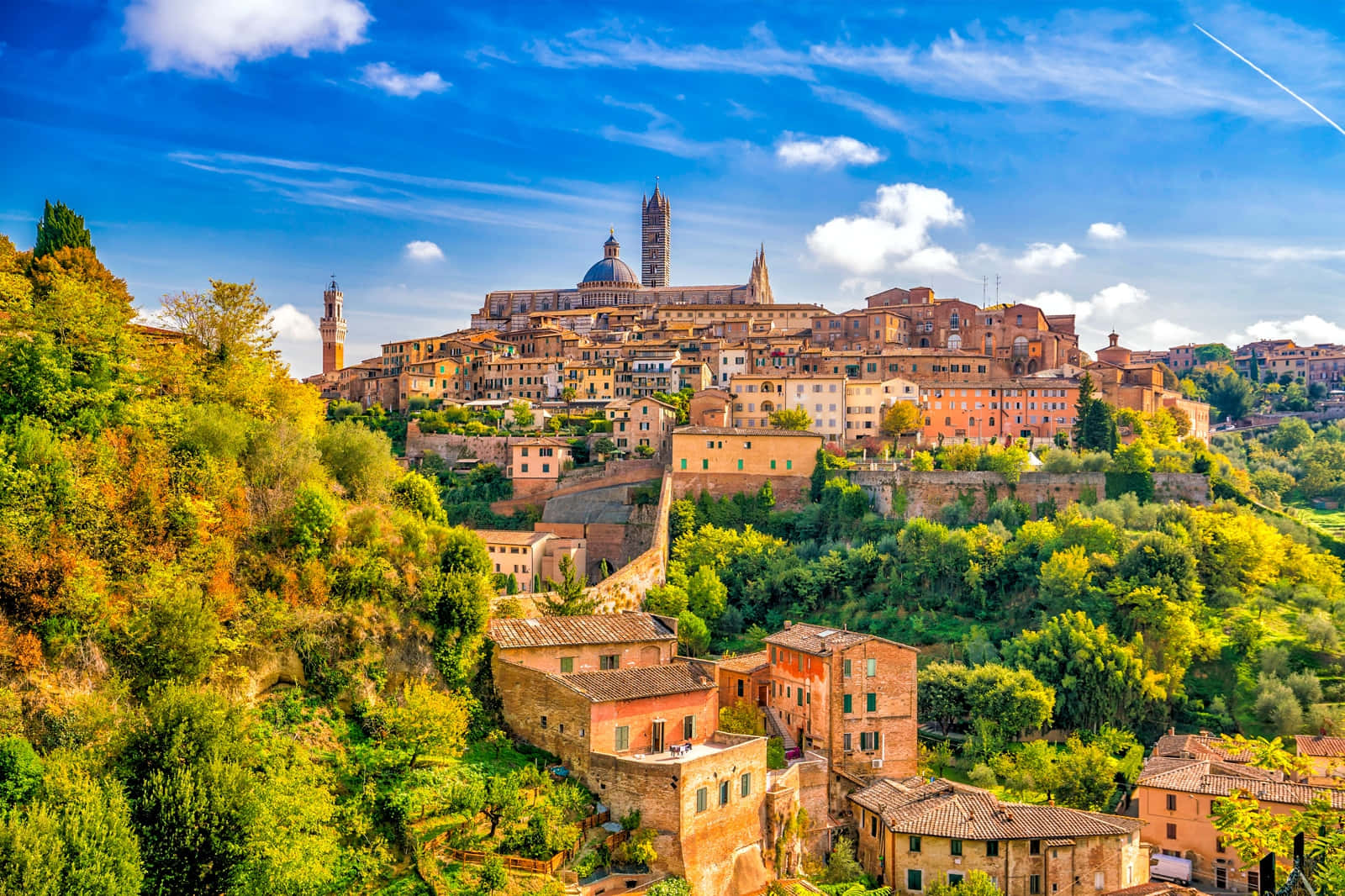 Brick Houses In Siena Italy Background