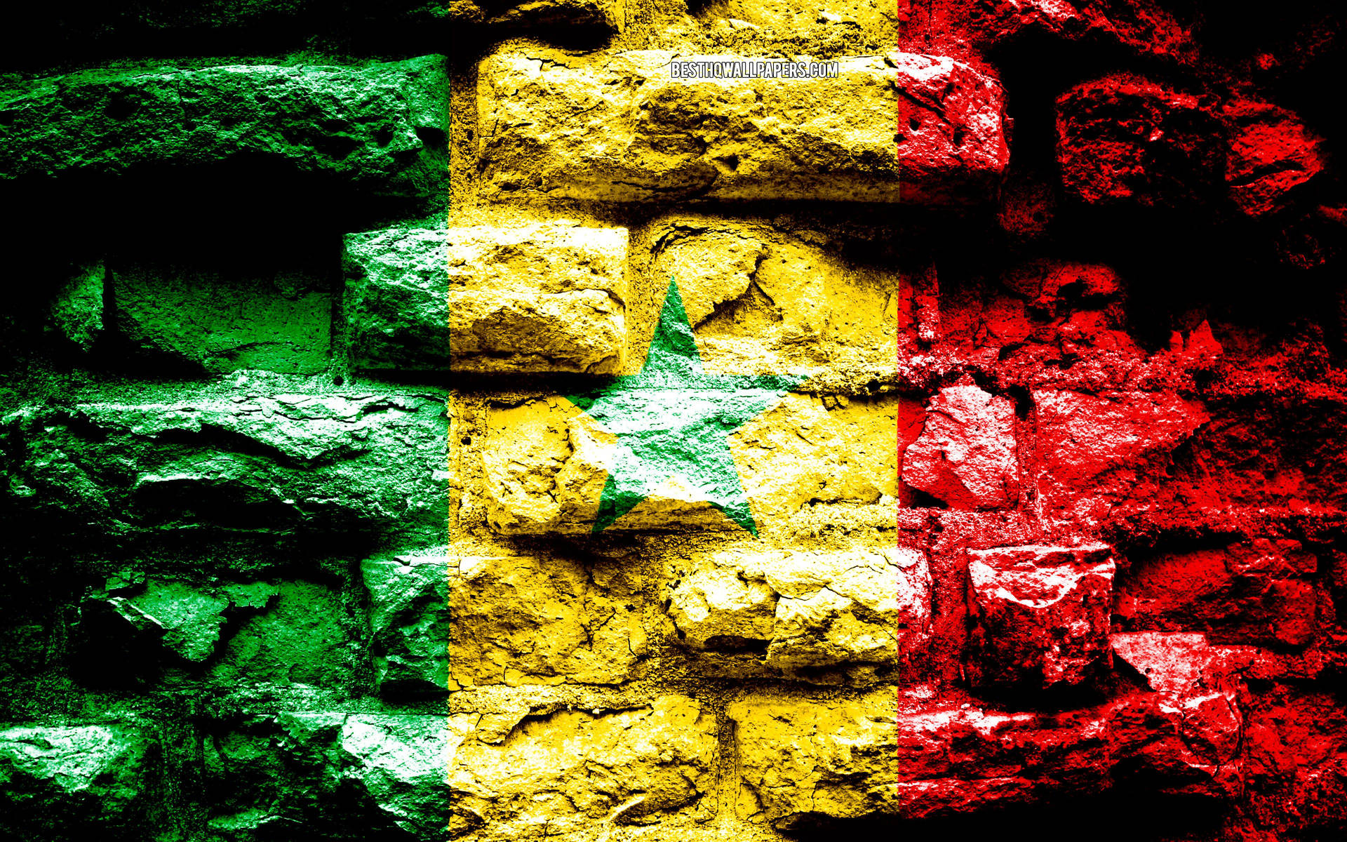 Brick Wall Senegal Flag Background