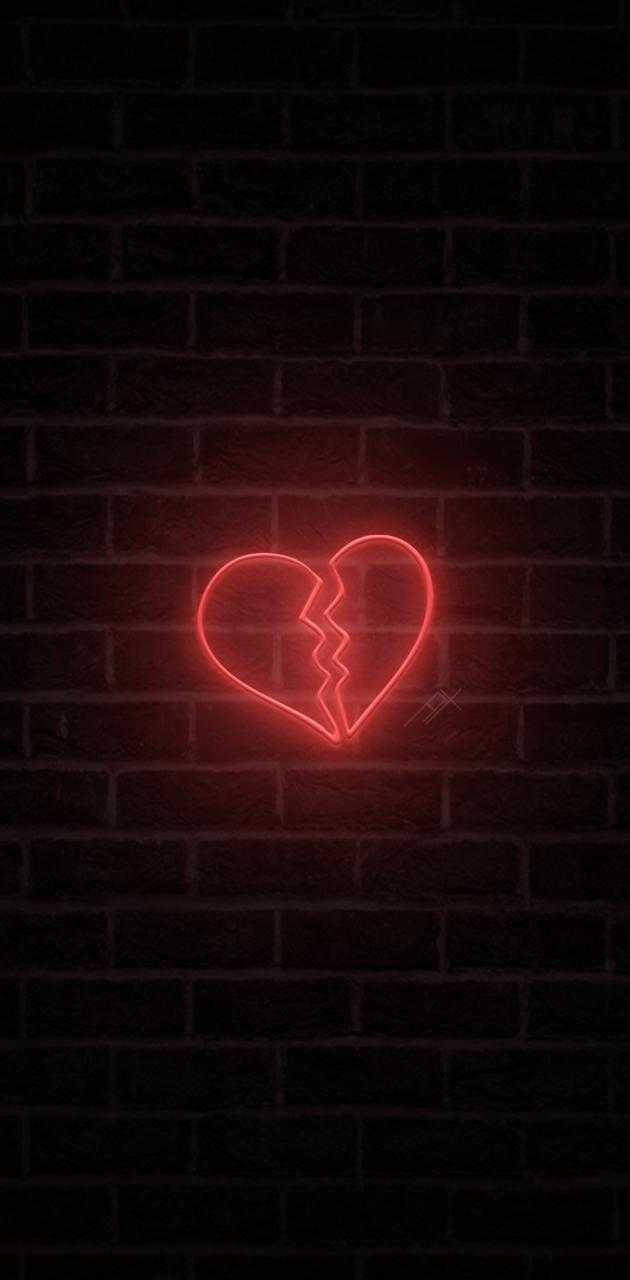 Brick Wall With Broken Heart Black