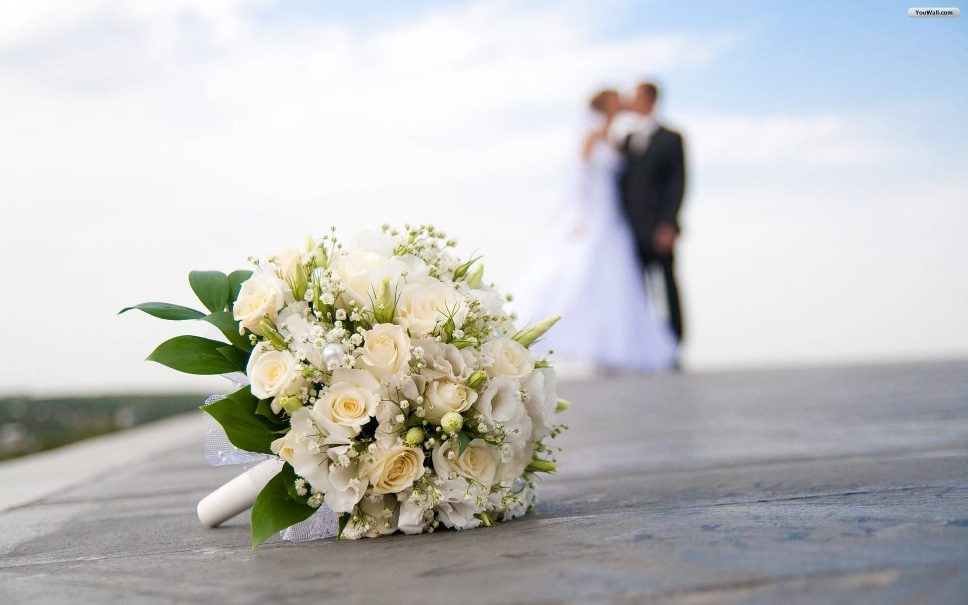 Bridal Kiss In The Background