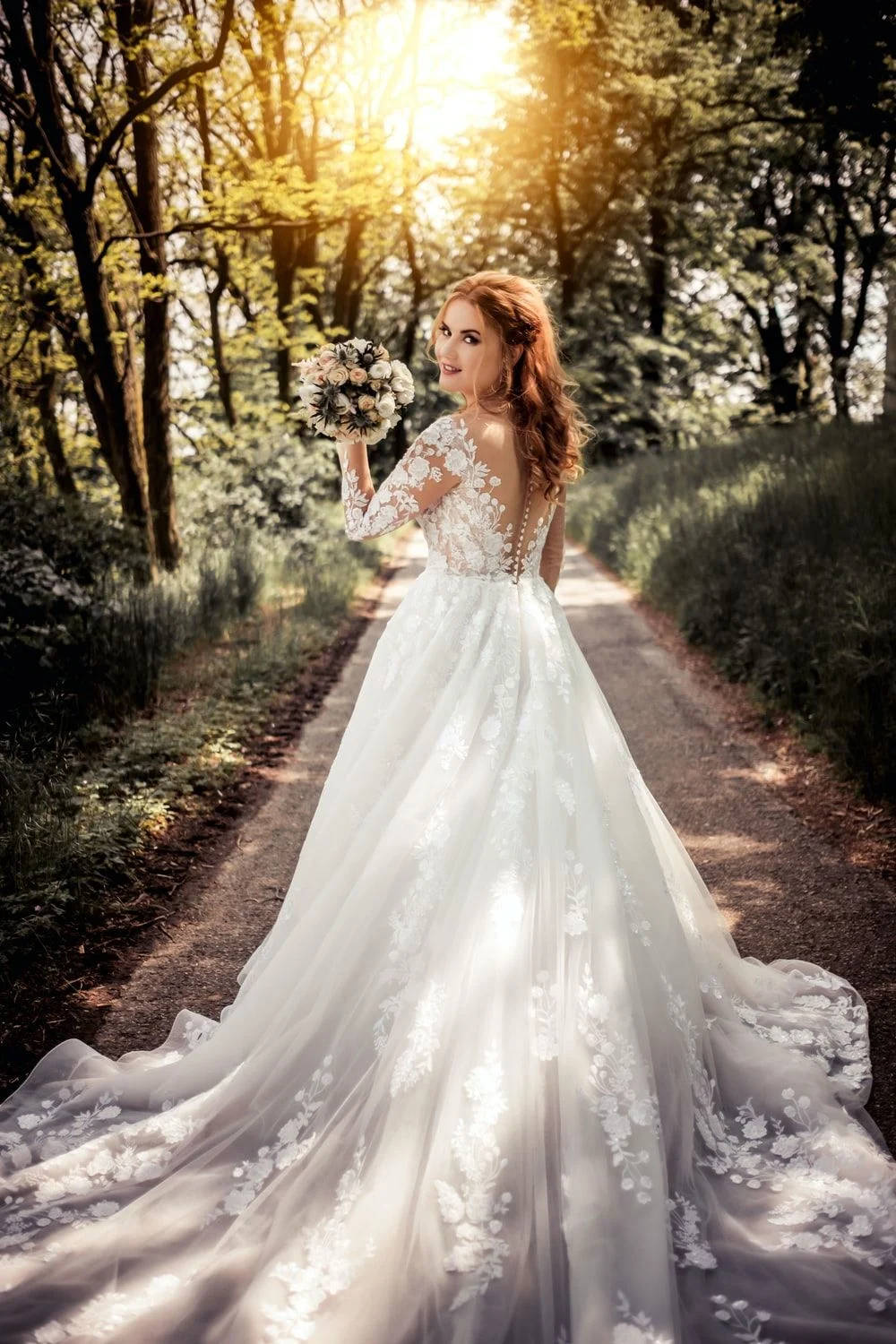 Bridal Photoshoot During Sunset Background