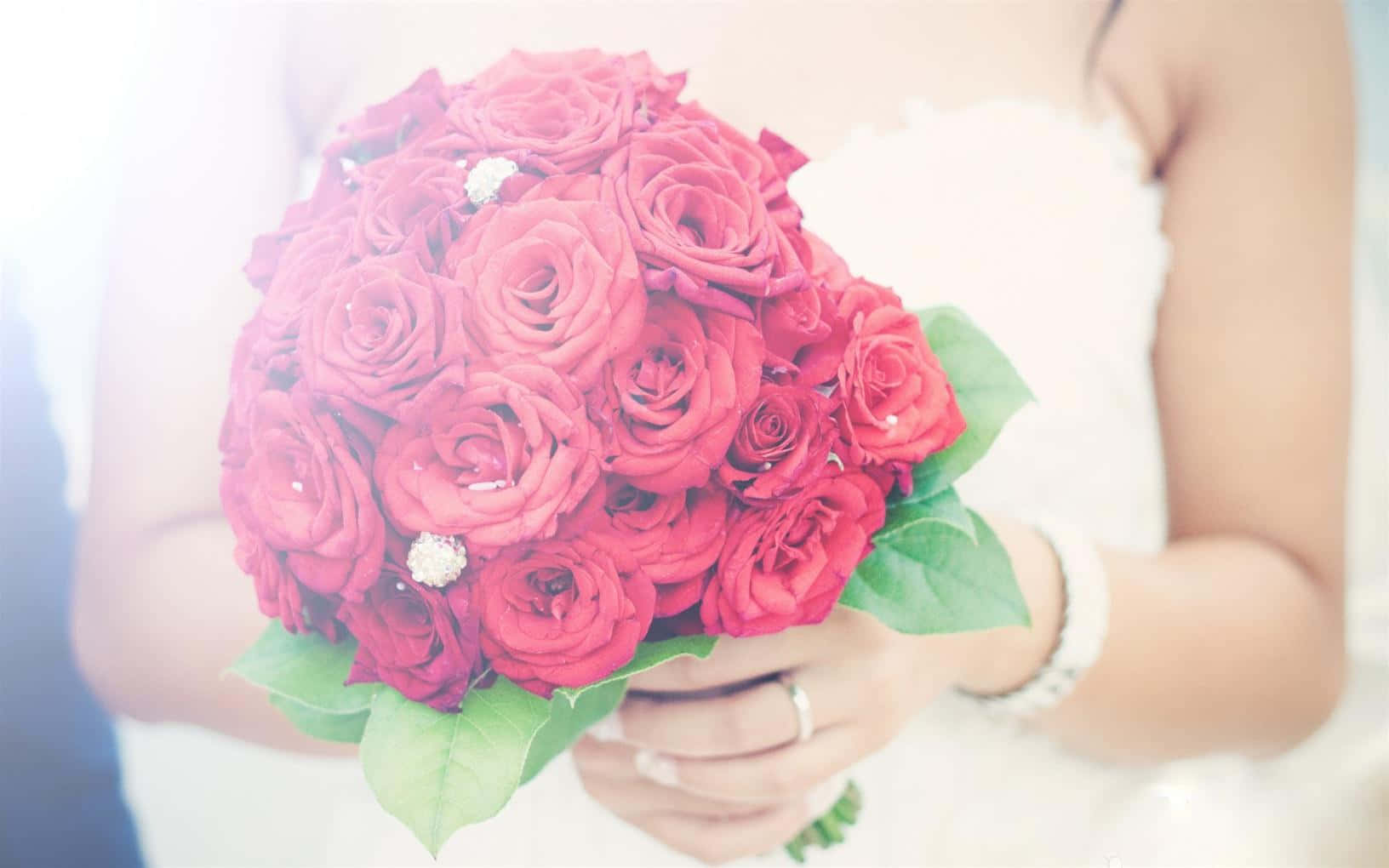 Bride Holding Rose Bouquet