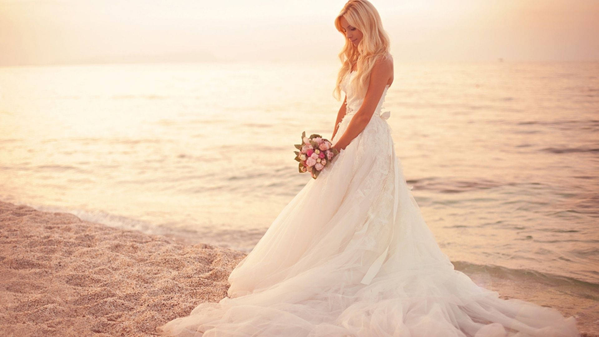 Bride On The Beach Background