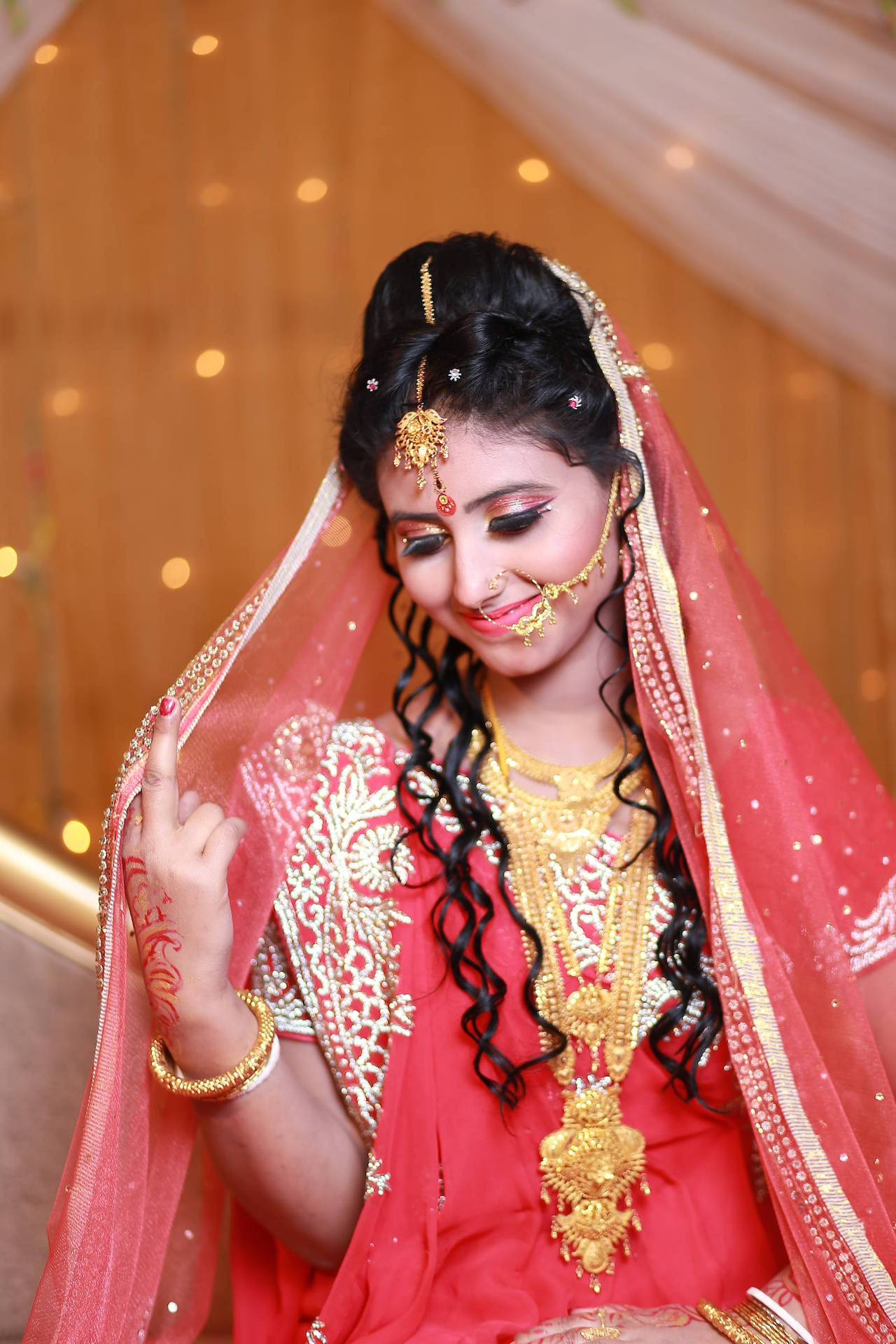 Bride Pink Sari Indian Wedding Background