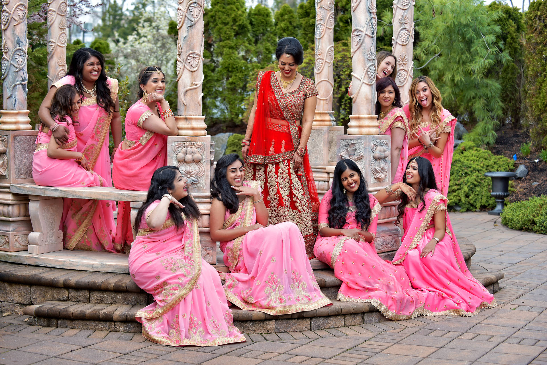 Bridesmaids In Pink Background