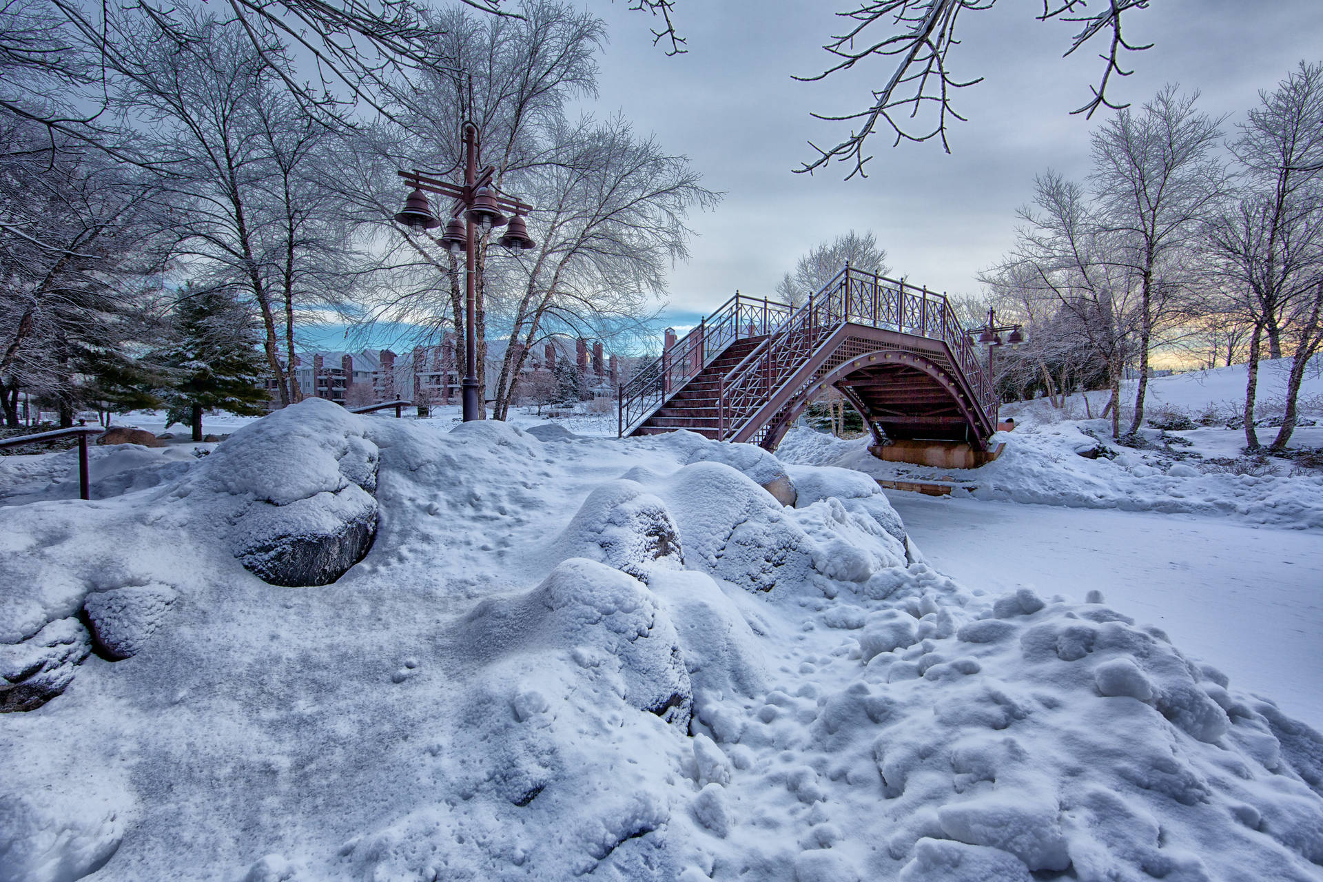 Bridge In Cool Winter Background