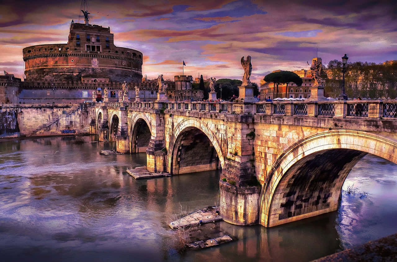 Bridge Of St Angelo At Castel Santangelo Background