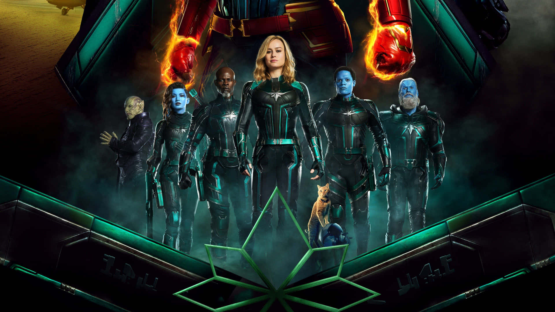 Brie Larson Suited Up As Captain Marvel In Marvel's Movie Background
