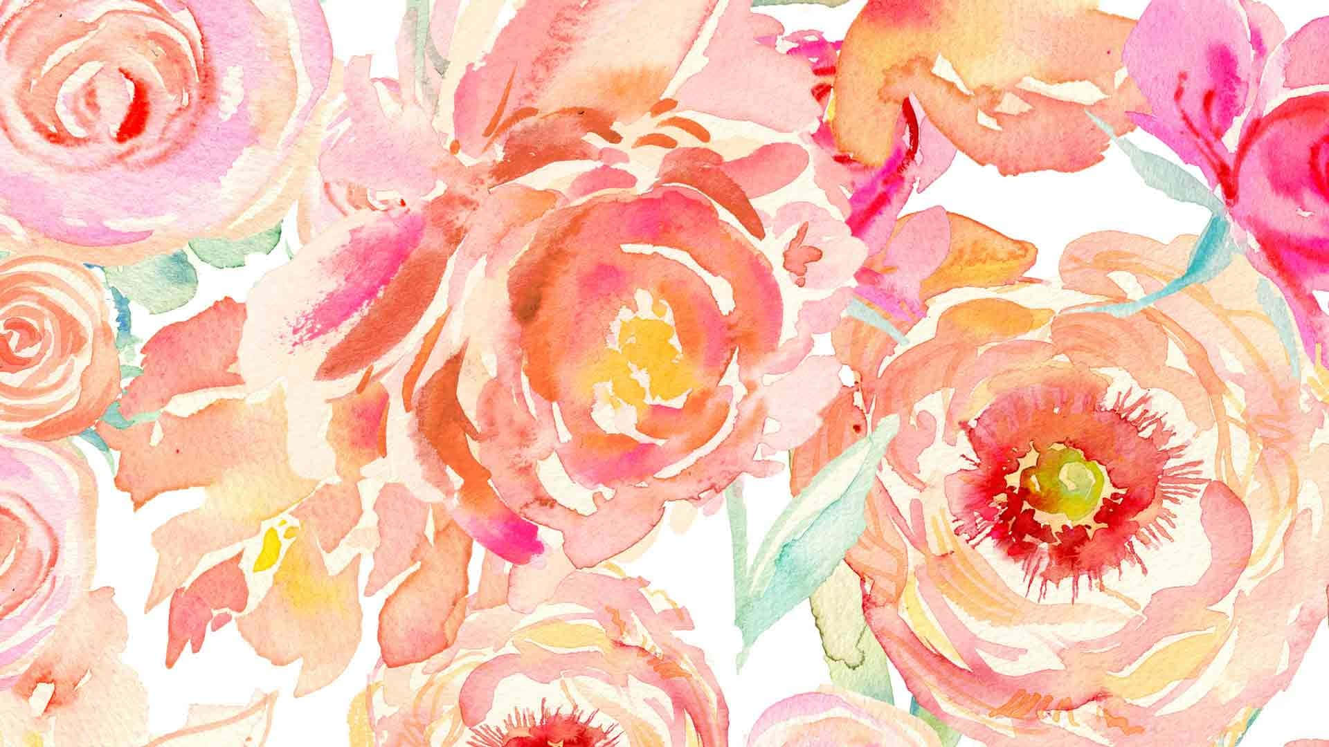 Bright And Beautiful Watercolor Floral Background