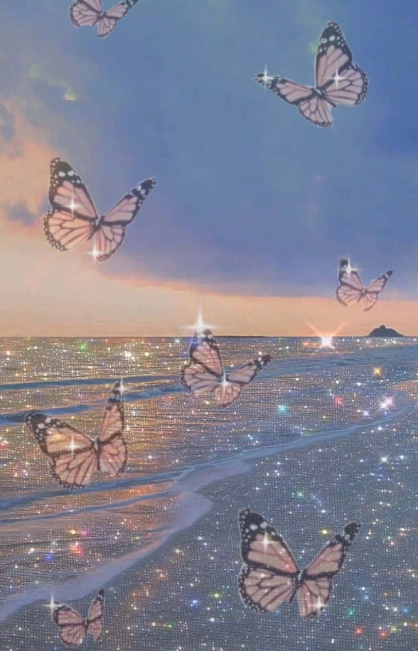 Bright And Colorful Glitter Butterfly Background