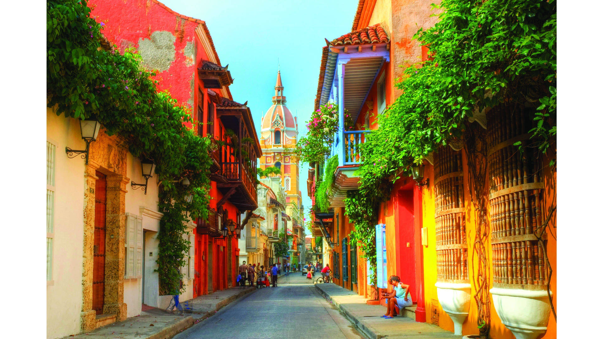 Bright And Colorful Street In Cartagena