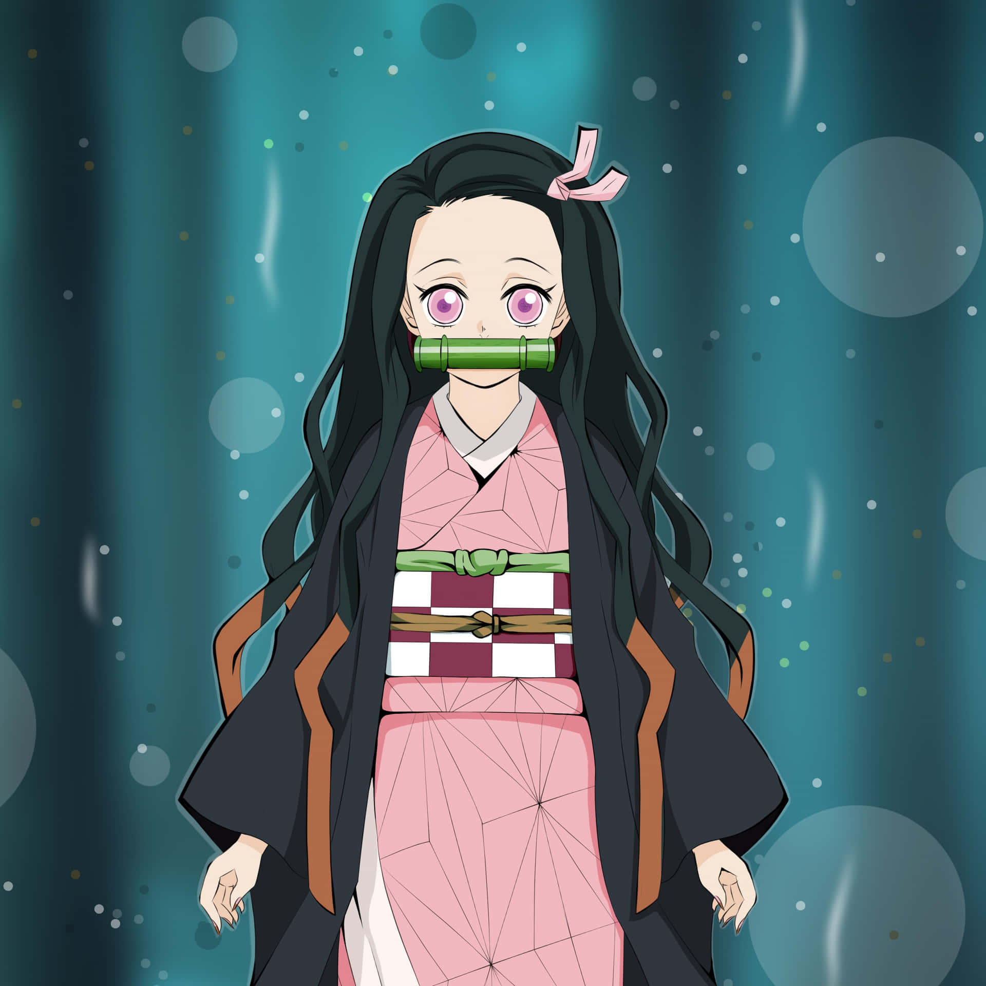 Bright And Energetic Nezuko Ready To Take On The Day. Background