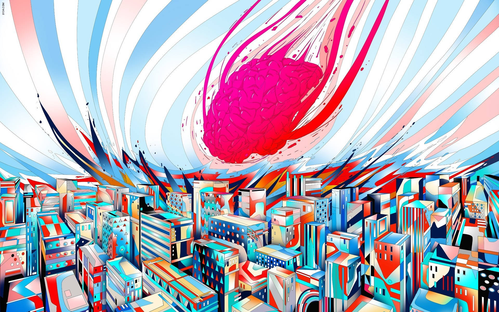 Bright And Trippy City Art