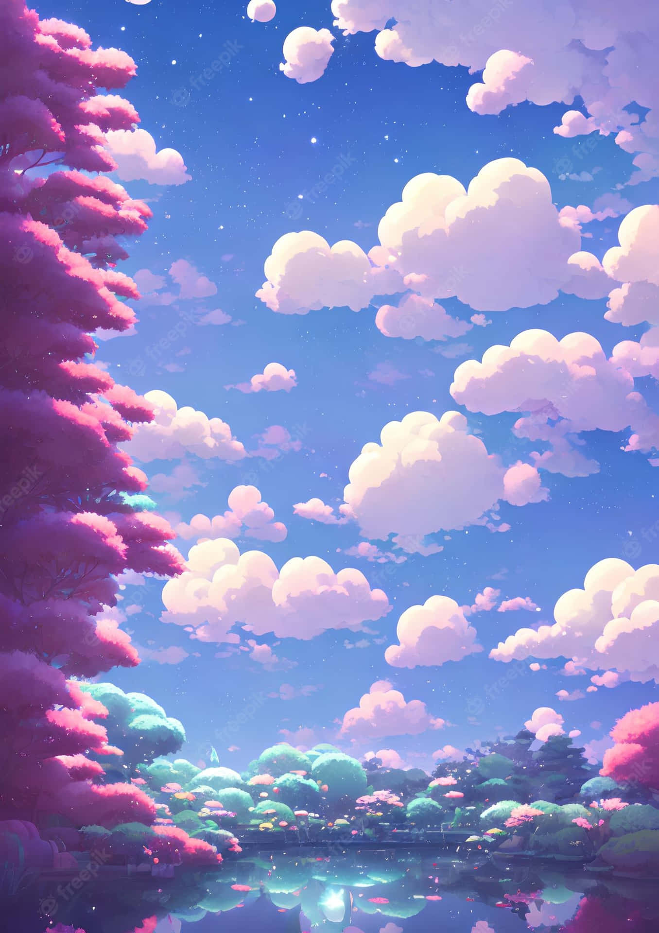 Bright Anime Colorful Cosmos Background