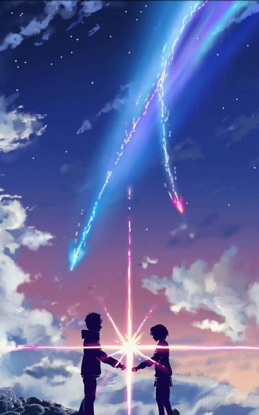 Bright Anime Girl Boy Sparkling Background