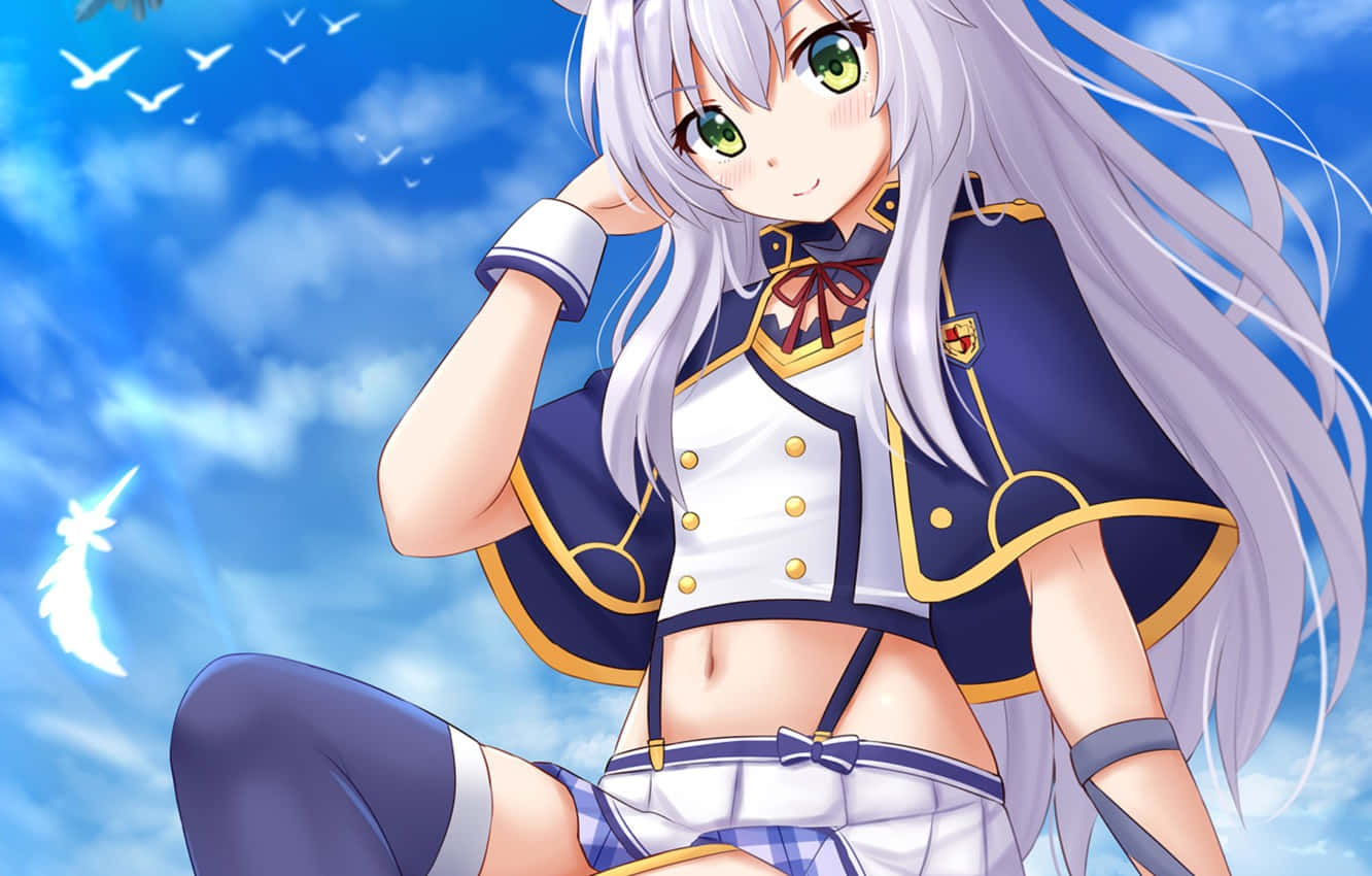 Bright Anime Girl Green Eyes Crop-top Background