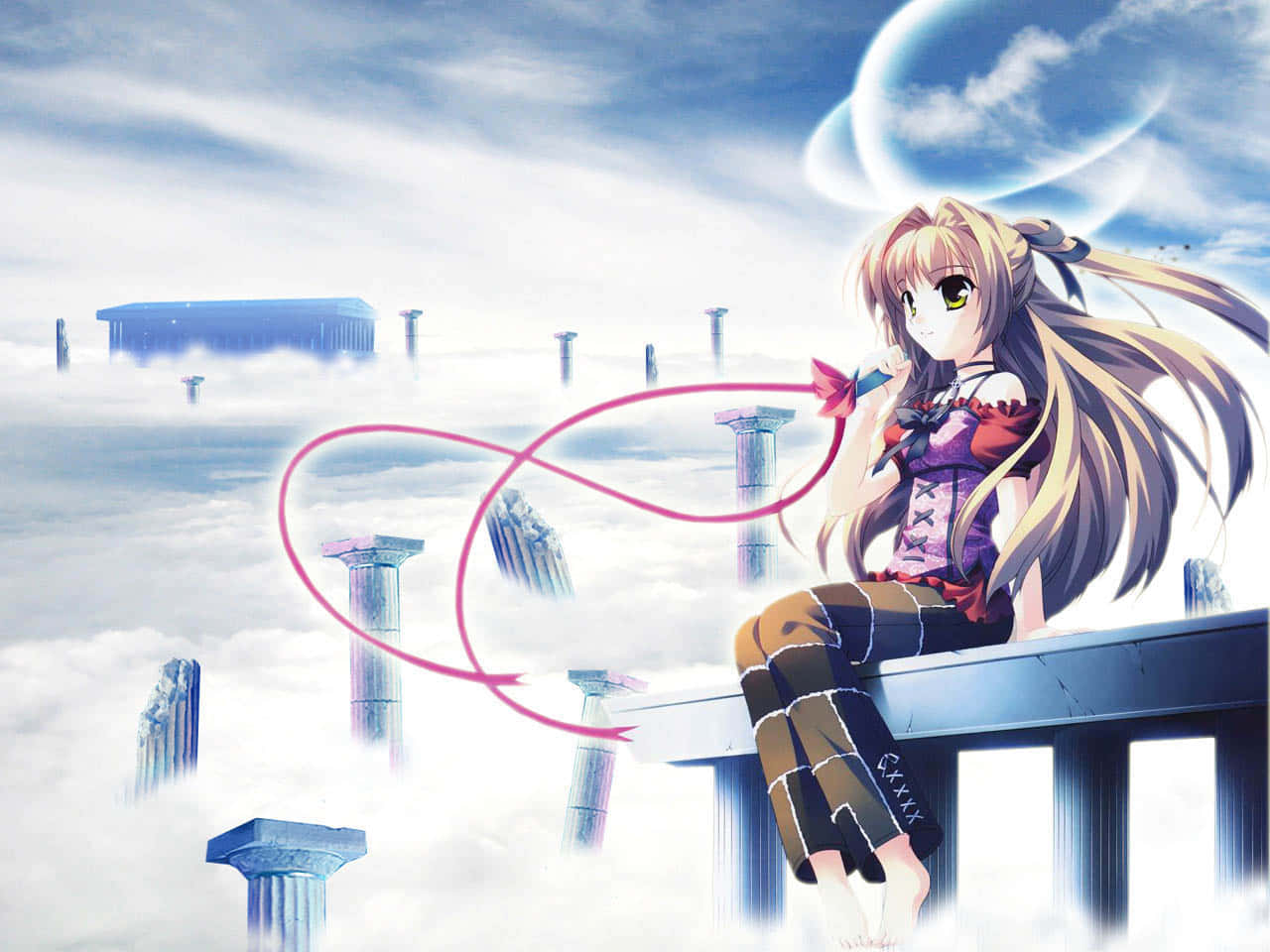 Bright Anime Girl Long Hair Background