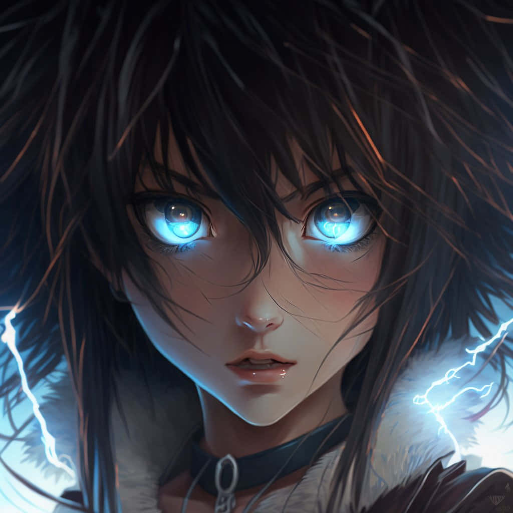 Bright Anime Girl Shining Blue Eyes Background