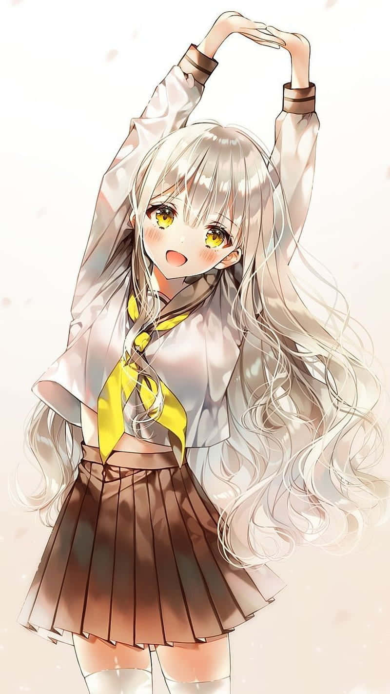 Bright Anime Girl Stretching