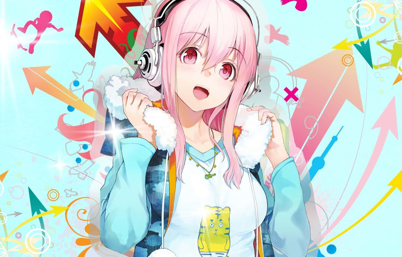 Bright Anime Girl Wearing Stylish Background