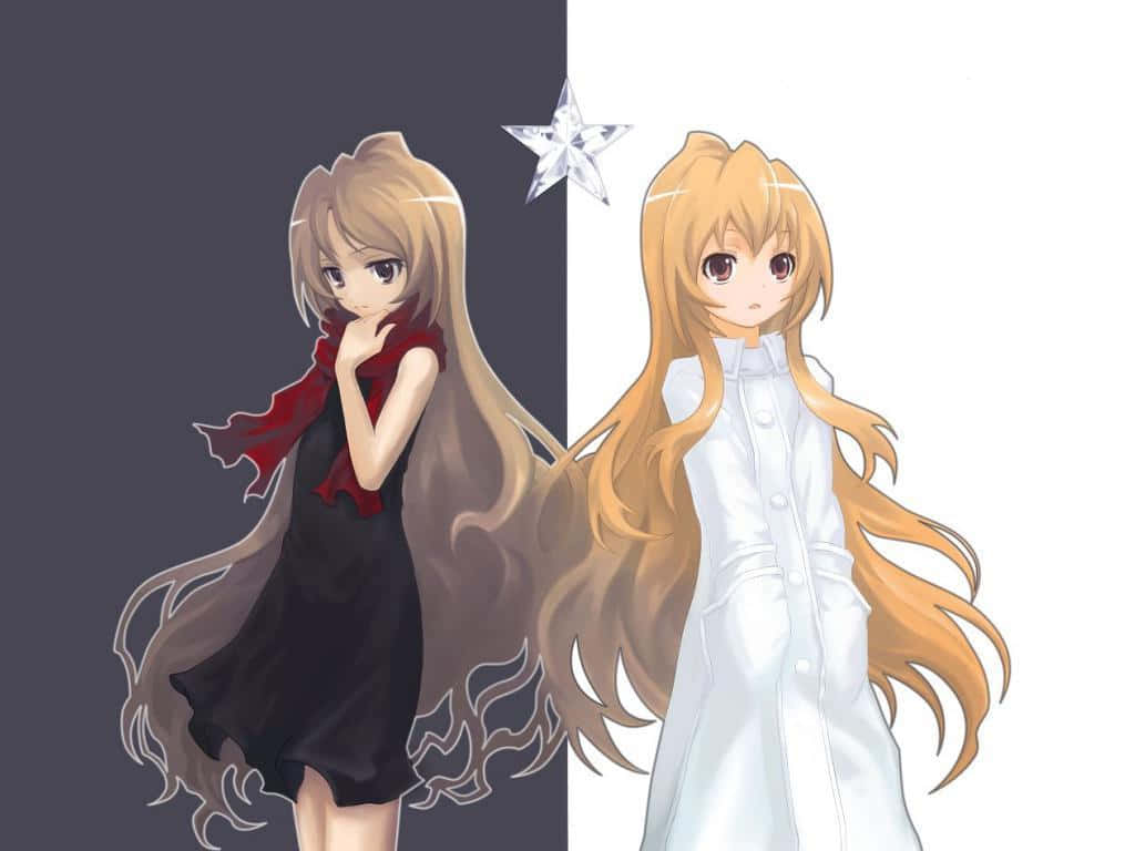 Bright Anime Princesses Black And White Background