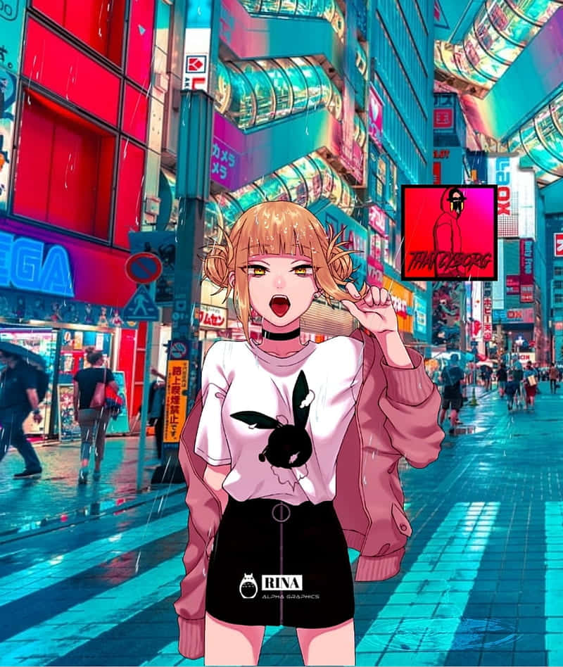 Bright Anime Savage Girl City Background