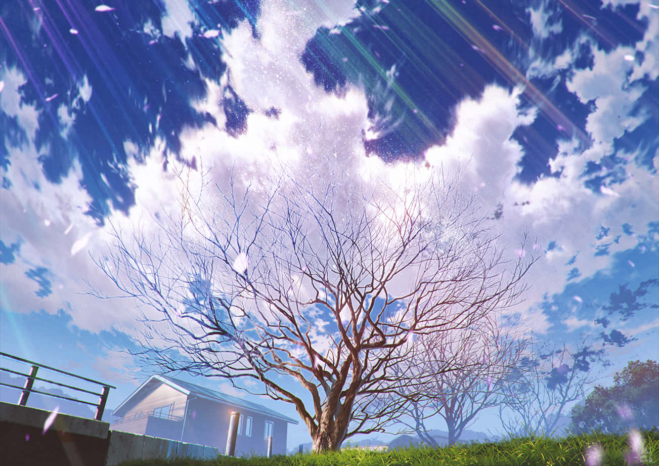 Bright Anime Soulless Tree Background