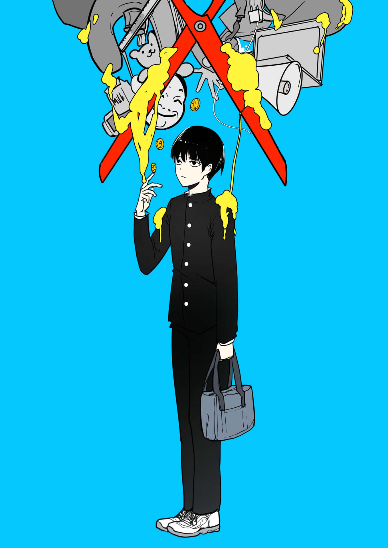 Bright Blue Background Mob Psycho Iphone Background