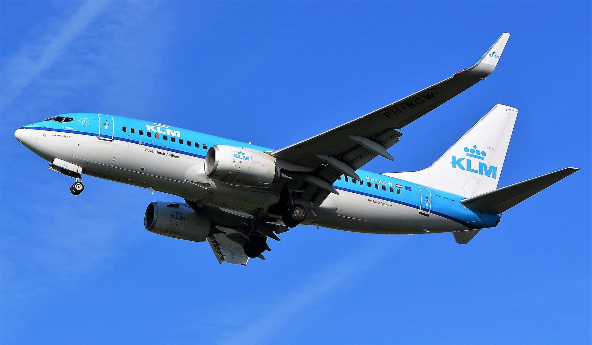 Bright Blue Sky Klm Airbus Background