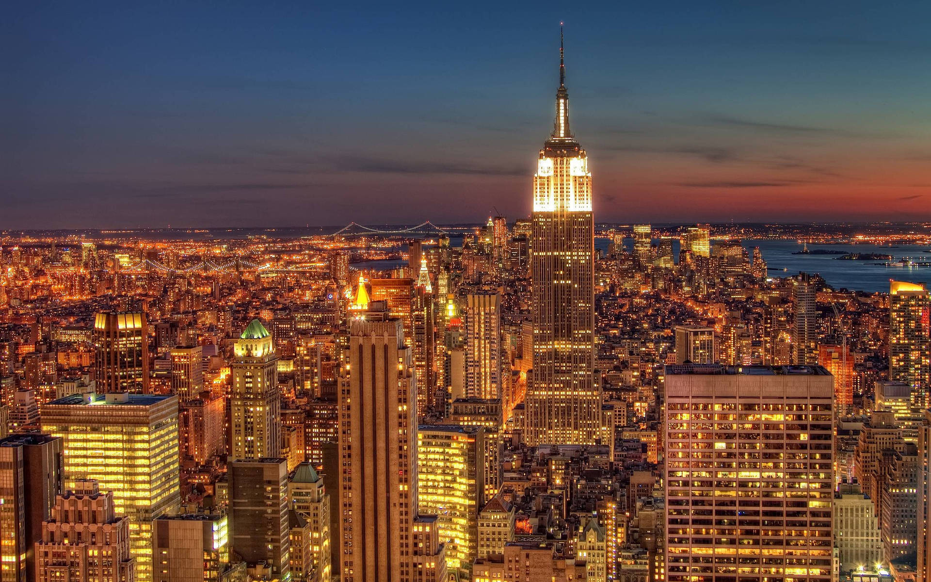 Bright City Light Of New York Skyline Background